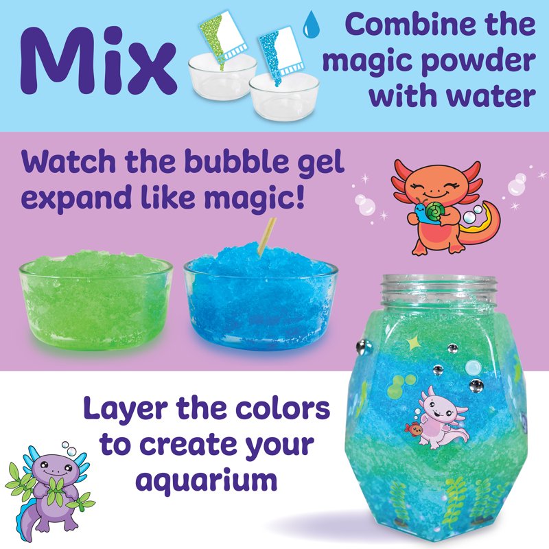 Kids Glowing Axolotl Aquarium Craft Kit with Mini Toys & Stickers