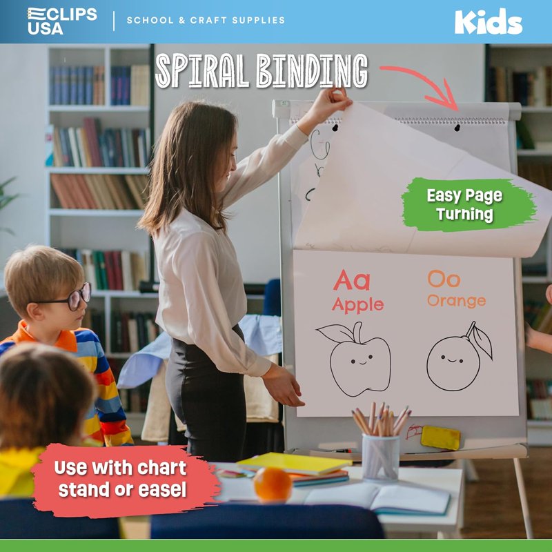 Large Unruled Chart Paper Pad for Classroom Presentations 24x32 Inches - Pack of 3