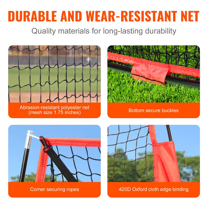 7x7 ft Baseball Softball Practice Net with Batting Tee & Carry Bag