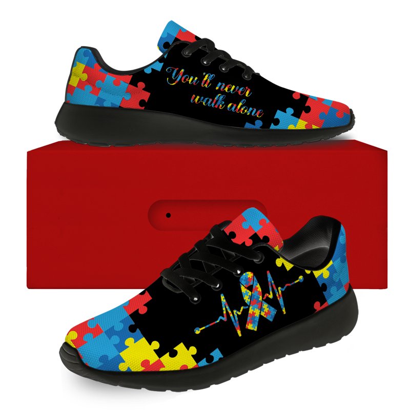 Women's Tennis Shoes with Autism Awareness Design, Breathable Lightweight Sneakers
