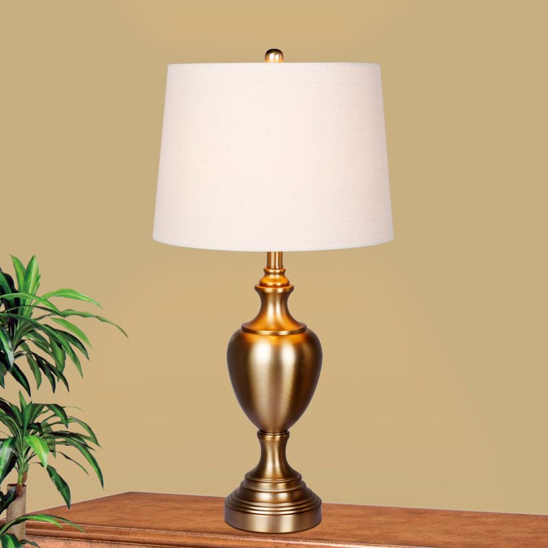 30-Inch Metal Urn Table Lamp with Pedestal Base in Antique Gold