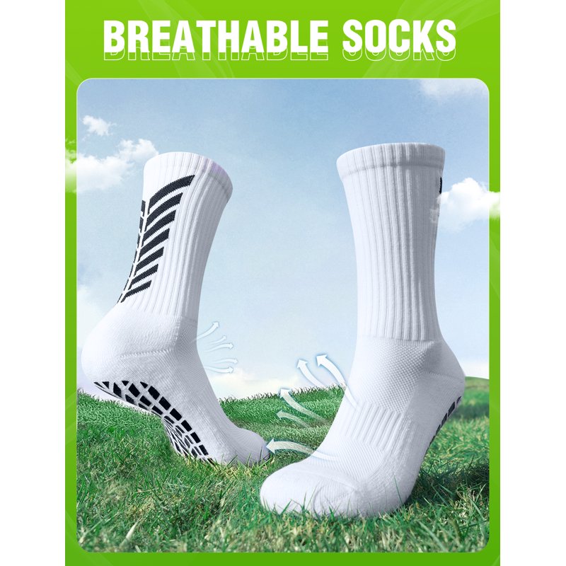 Men's Soccer Grip Socks with Silicone Non-Slip Cushioned Sole - Moisture Wicking, Athletic Fit