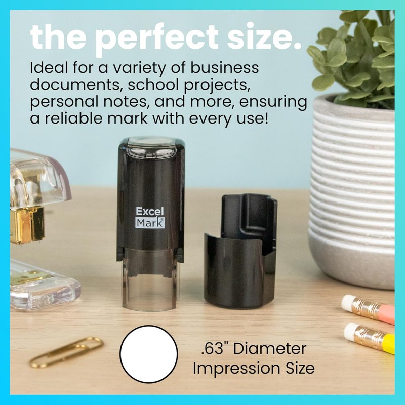Self-Inking Rubber Stamp with Red Ink - 5/8 Inch Impression Area