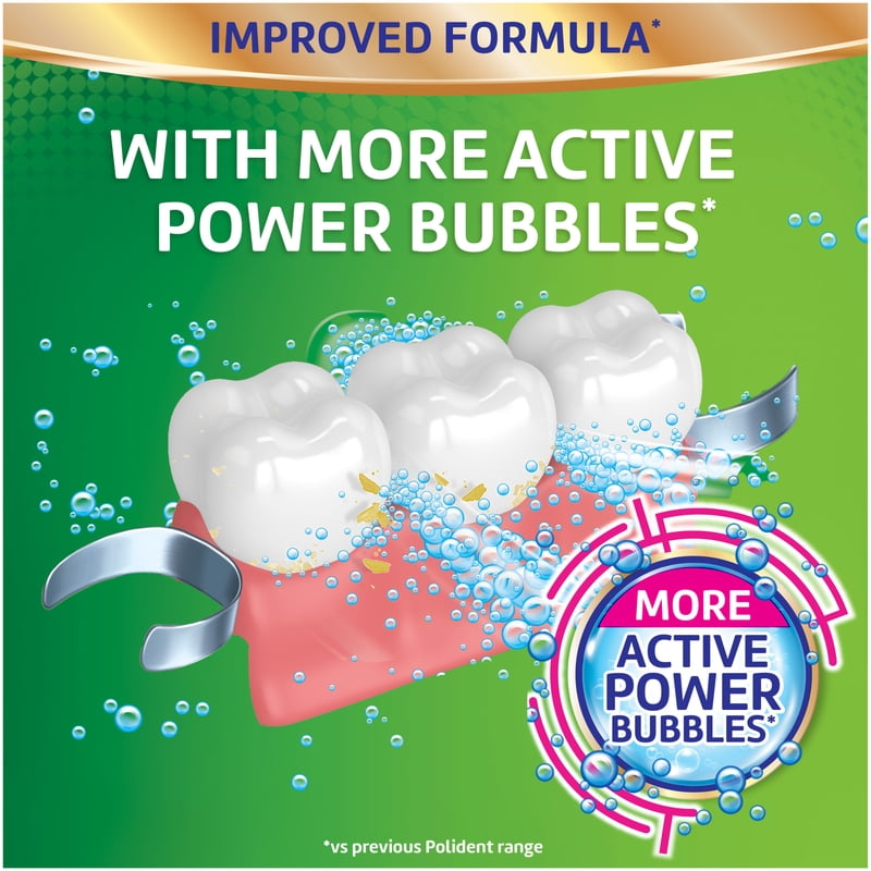 Dental Appliance Cleaning Tablets - Polident Overnight Whitening, Antibacterial, 90 Count