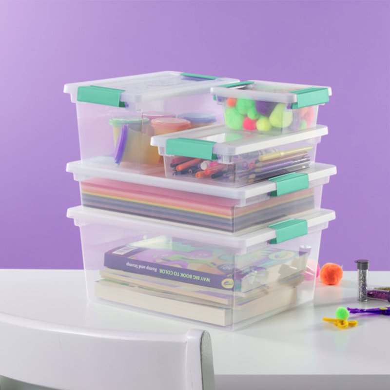 Small Clip Storage Boxes with Lids - Clear Plastic Organizer Set
