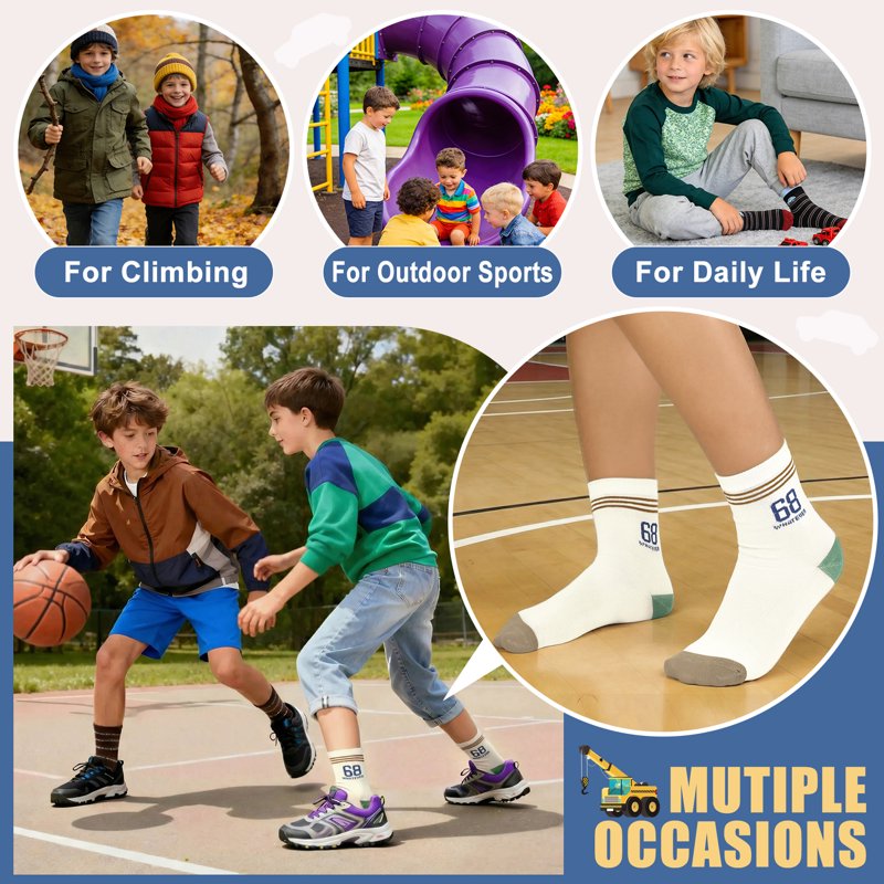 Lorrita Car Themed Kids Socks for Boys 4-7 Years, 10 Pairs – Colorful Cartoon Crew Socks