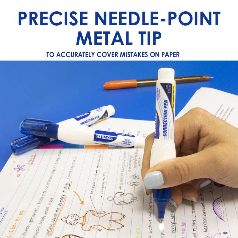 Correction Pen Set with Metal Tips - Quick-Dry White Out for Fine Details, 24-Pack
