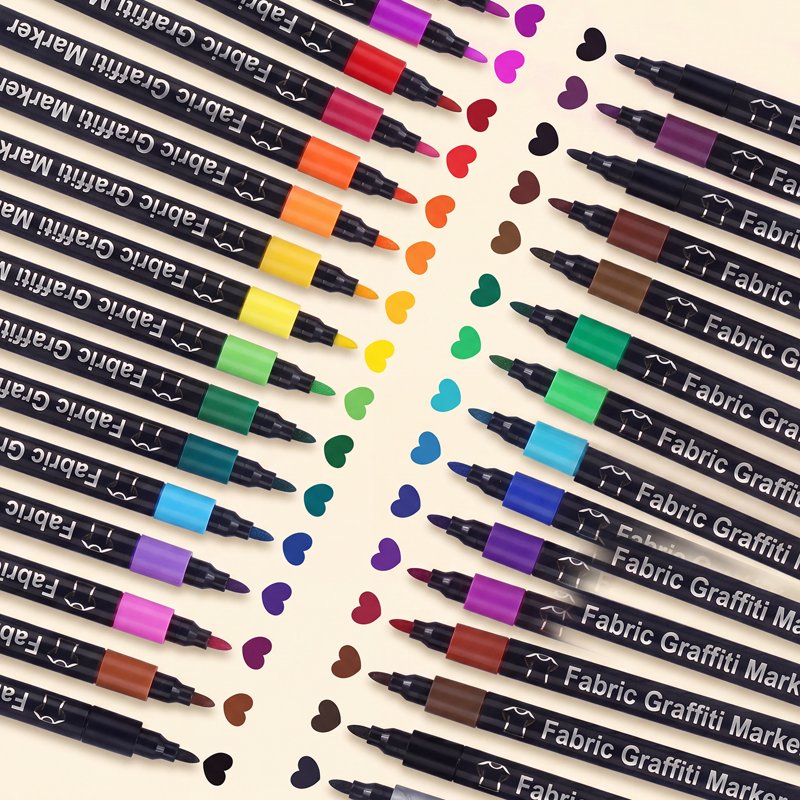 30 Colors Fabric Markers Set for Clothes Textiles & DIY Crafts