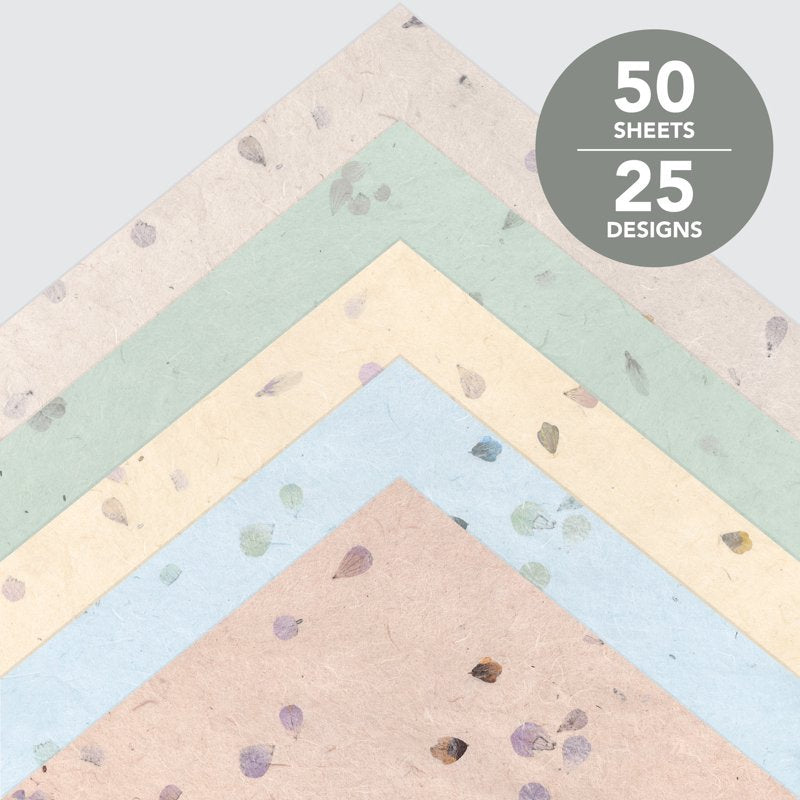 12x12 Scrapbook Paper Pad - 50 Sheets Floral Designs for Crafting