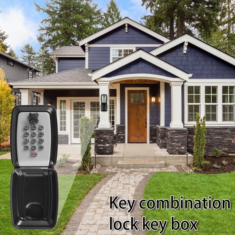Outdoor Wall Mount Key Lock Box Waterproof Combination Safe for House Keys