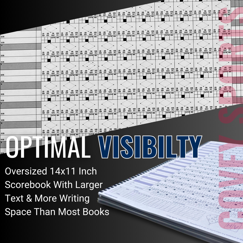 Oversized Baseball & Softball Scorebook - 50 Game Tracking Organizer