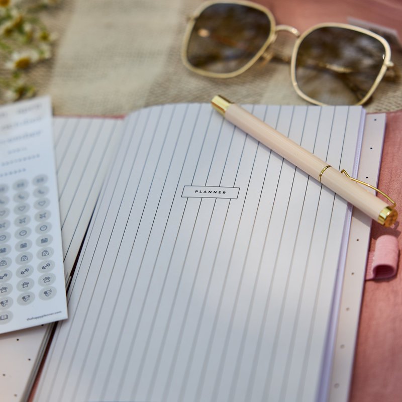 Vegan Leather Undated Planner Folio Bundle with Refillable Inserts & Accessories