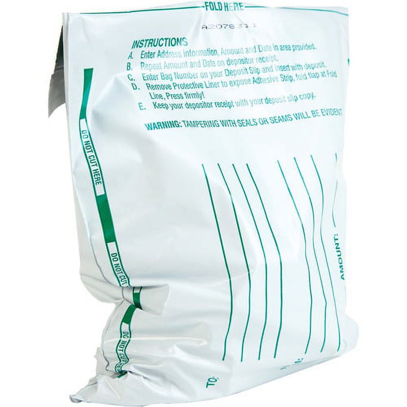 Night Deposit Bags White Polyethylene 8.5 x 10.5 Inch 100 Pack