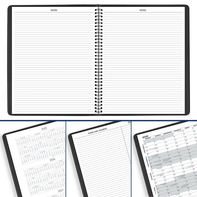Large 15-Month Monthly Planner 2026-2027 - Black, 9 x 11 Inches