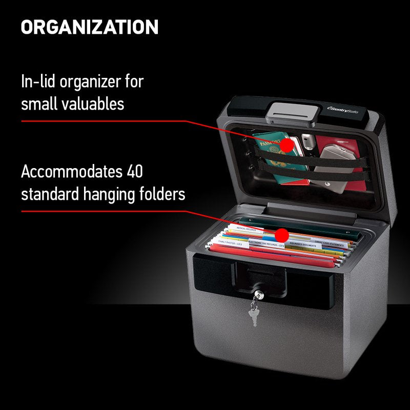 Fire & Water Resistant File Safe with Key Lock, 0.65 Cu Ft - Charcoal Gray