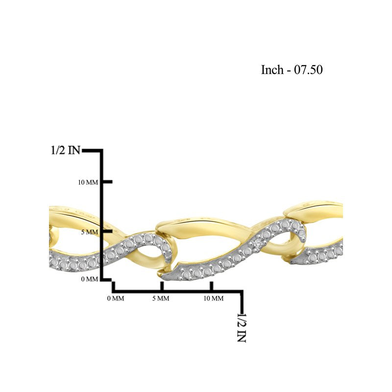 Gold-Plated Diamond Accent Bracelet 7.5 Inch Jewelry for Women