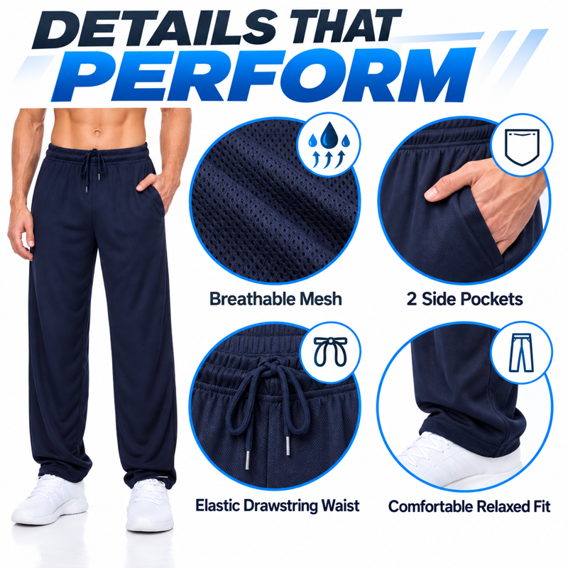 Men's Lightweight Quick-Dry Mesh Jogger Pants 3-Pack - Activewear