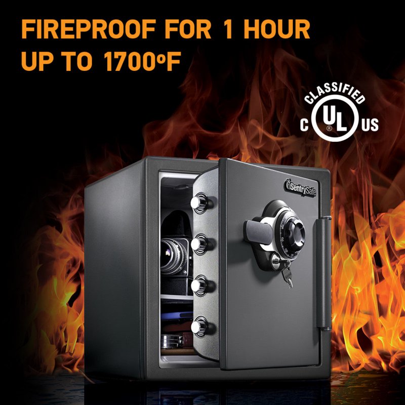 Fire and Water Resistant Security Safe 1.2 Cu Ft with Combination Lock