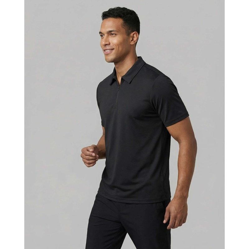 Men's Athletic Polo Shirt 3 Pack Short Sleeve Zipper Dry Fit Golf Workout