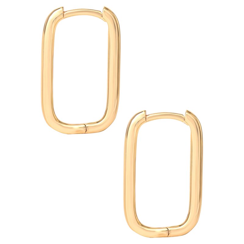 Women’s Gold Plated Sterling Silver Rectangular Hoop Earrings - Modern Jewelry