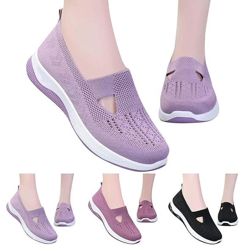 Orthopedic Breathable Flat Shoes for Women with Arch Support - Comfortable Slip-On Sneakers