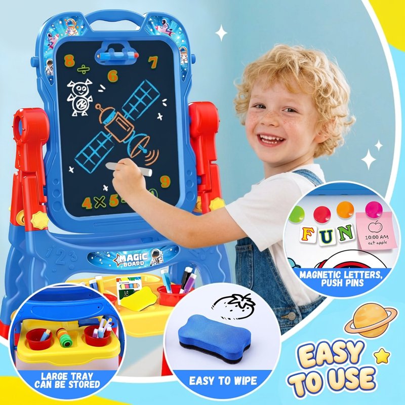 Kids Double-Sided Magnetic Art Easel for Ages 1-8 - Creative Drawing & Learning Toy