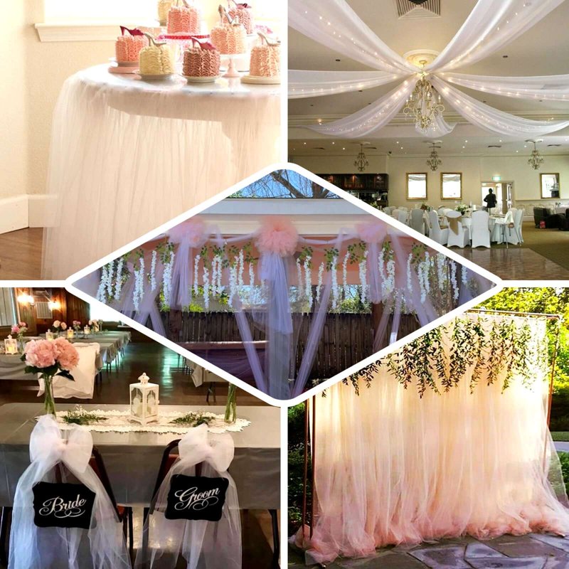Large Wedding Tulle Fabric Roll 108x50 Yards for Party Decorations White