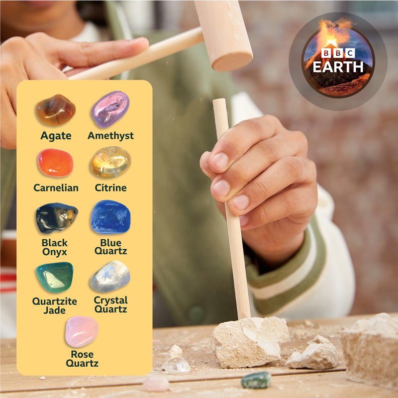 Gemstone Dig Kit for Kids - Excavation & Discover Natural Gems Ages 6+