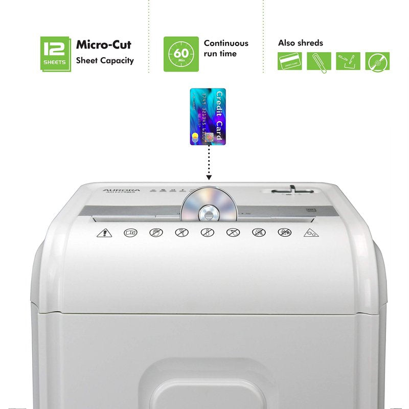 High-Security 12-Sheet Micro Cut Shredder with Anti-Jam & 60-Minute Duty Cycle