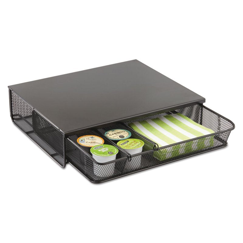 Stackable Black Mesh Drawer Organizer with Removable Dividers - Office & Hospitality Storage