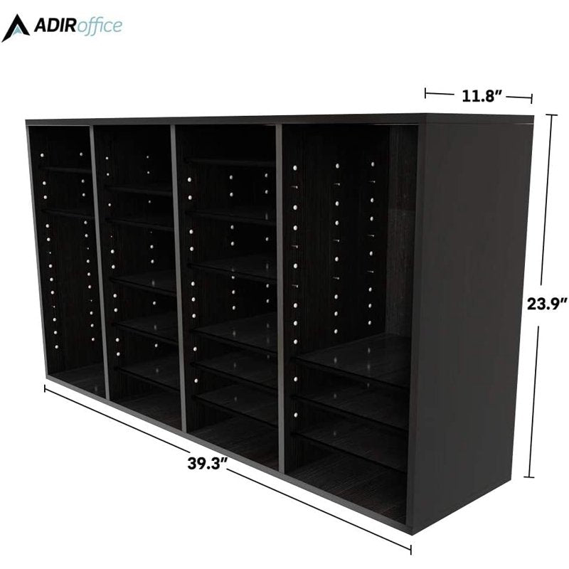 Wooden Literature Organizer with Adjustable Compartments for Office & Classroom