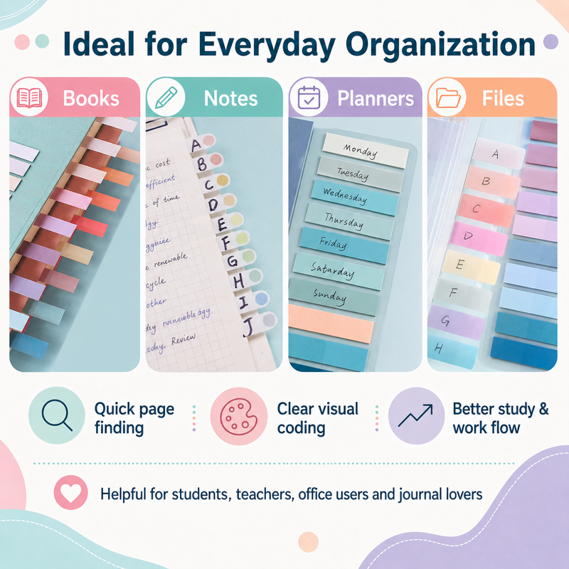 3600 Pack Colorful Repositionable Book Tabs - Writable Sticky Note Flags