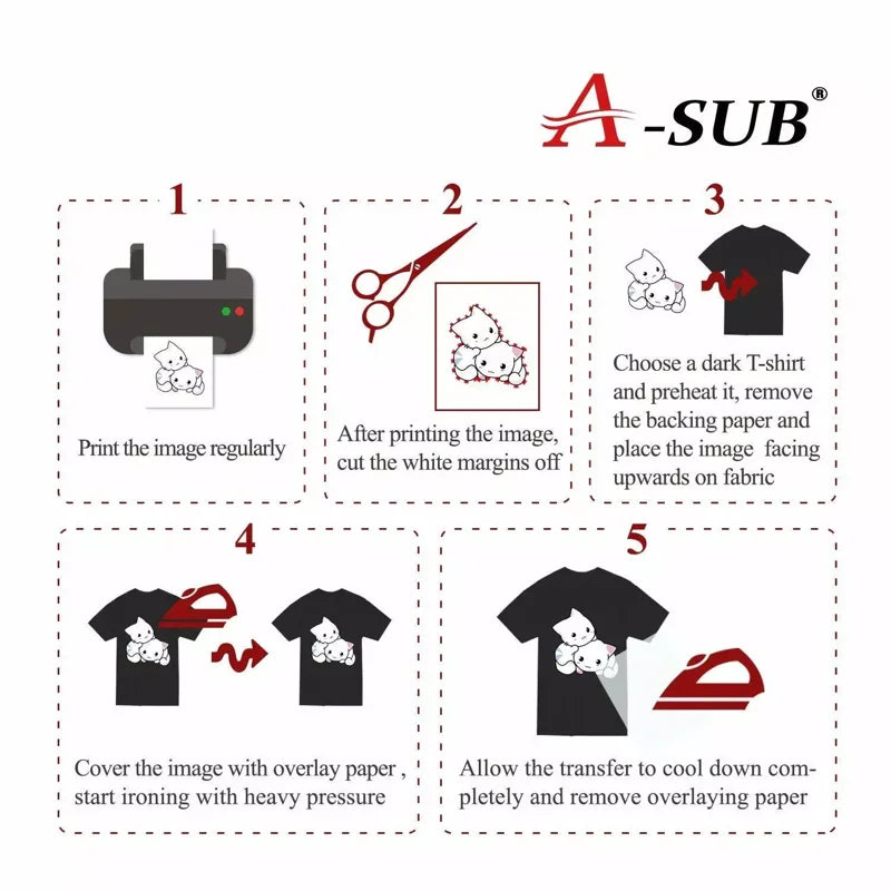 Dark Transfer Paper for Inkjet Printers - Printable Heat Transfer Vinyl for Dark Fabrics