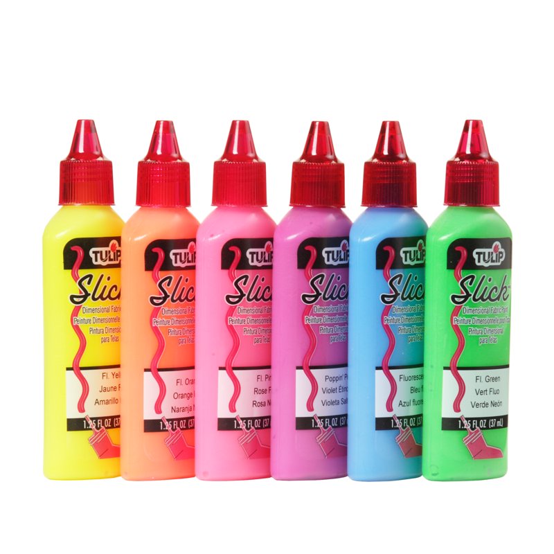 Neon Puff Paint Set 6-Pack Multi-Surface Waterproof Fabric Craft Paint