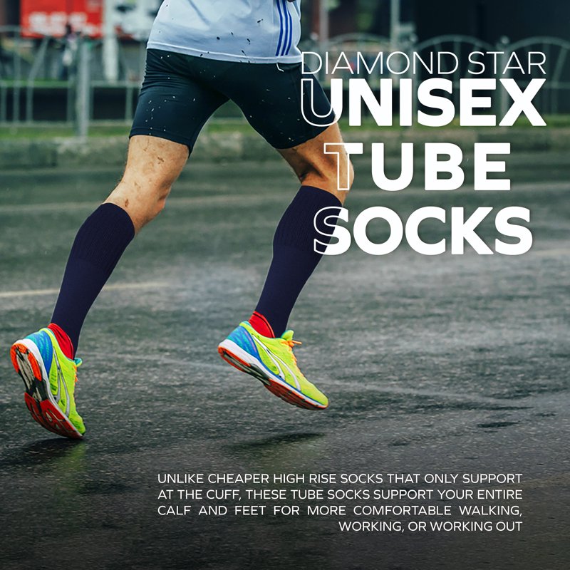 Diabetic Over The Calf Socks – Non-Binding Cushioned Cotton Knee High Men’s Socks Navy 6 Pairs