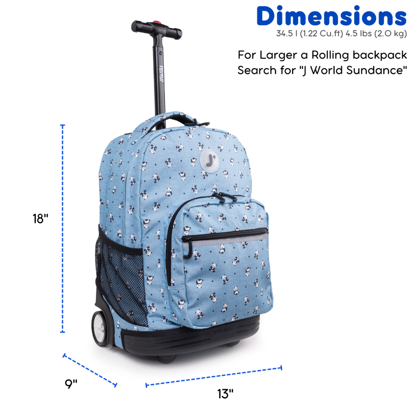 Kids & Adults 18-Inch Rolling Backpack with Multiple Compartments and Water Bottle Pockets