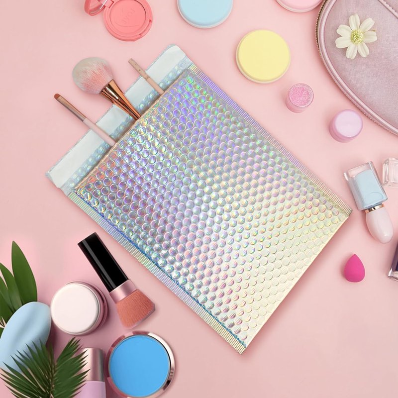 50 Pcs Metallic Bubble Mailers Waterproof Shipping Bags Self Seal Padded Envelopes