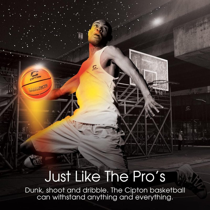 LED Light Up Basketball – Junior Size 27.5 Inch Indoor & Outdoor Rubber Ball with Pump