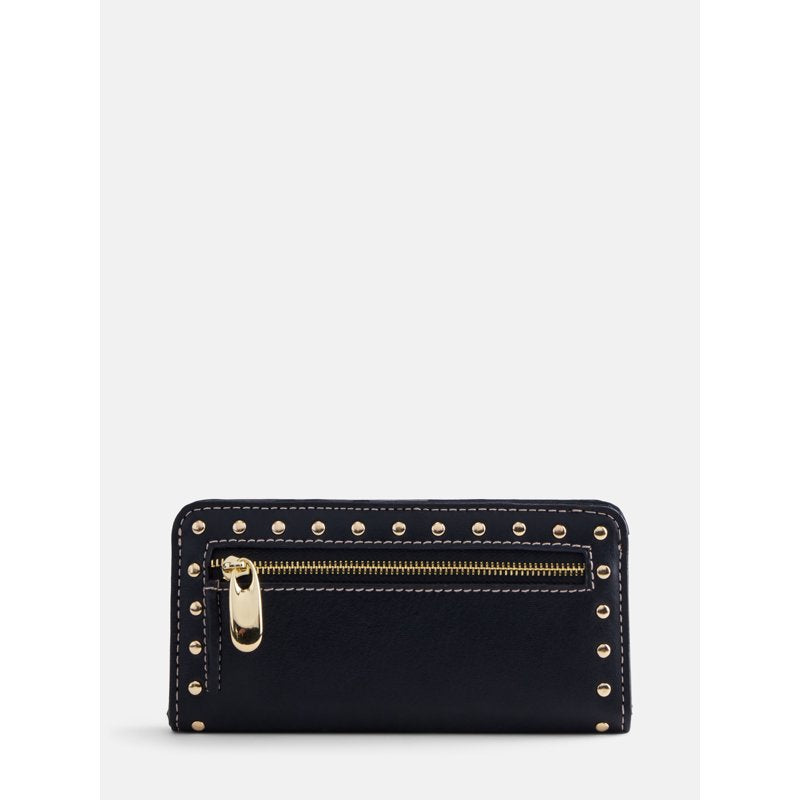 Women's Slim Studded Wallet with Card Slots and Snap Closure