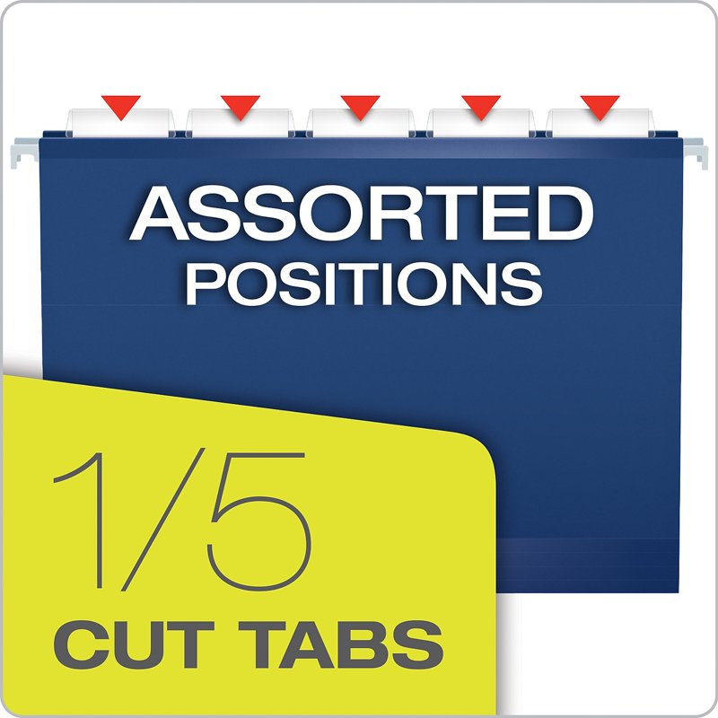Reinforced Hanging File Folders Navy Letter Size 25-Pack with Tabs