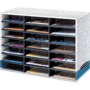 Literature Sorter Organizer with 21 Compartments - Corrugated Cardboard, Dove Grey