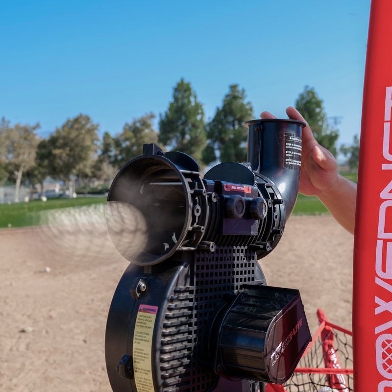 Adjustable Baseball & Softball Pitching Machine with Variable Speed & Practice Balls