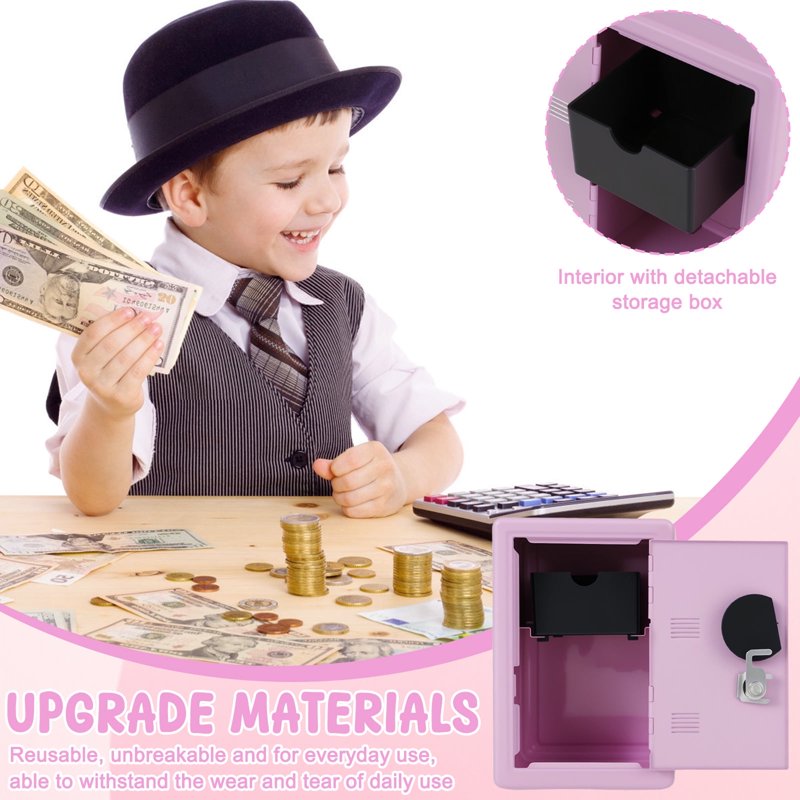 Mini Security Safe Box for Home & Jewelry with Lock - Pink, 7.09 x 4.72 x 3.94 inches
