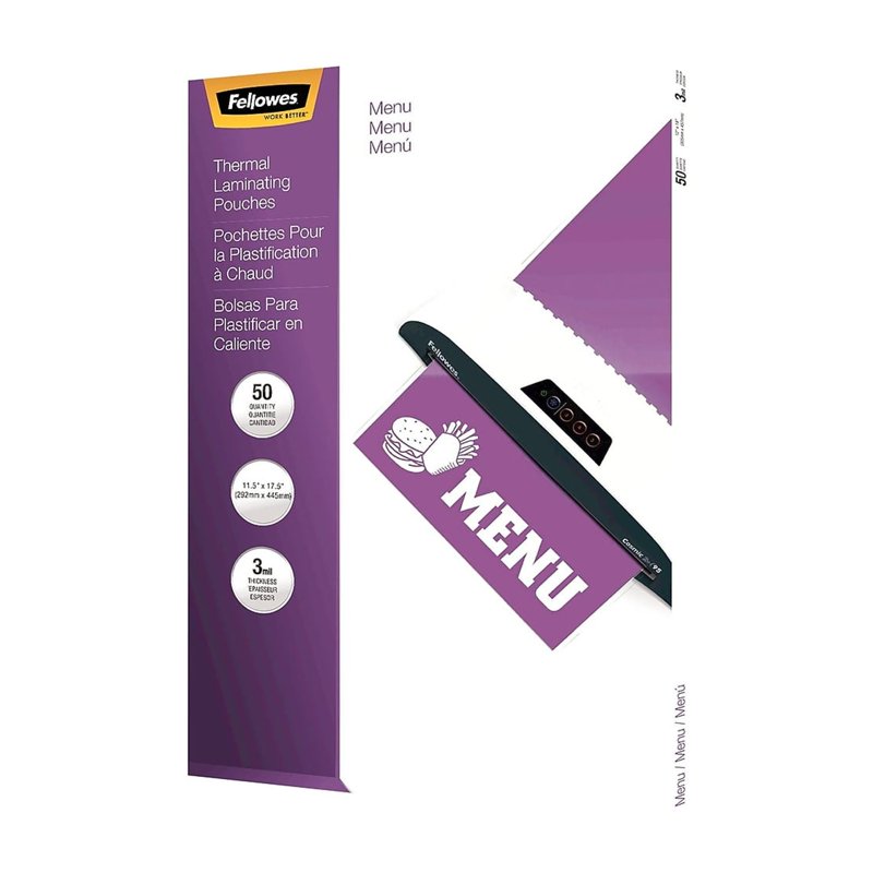 Laminating Pouches - Glossy Menu Protectors, 3 Mil, 50-Pack