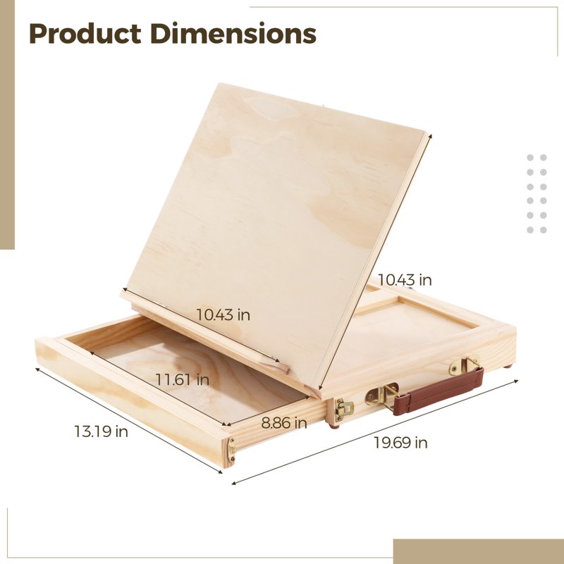 Portable Wooden Artist Sketchbox Easel with Storage Drawer & Adjustable Height