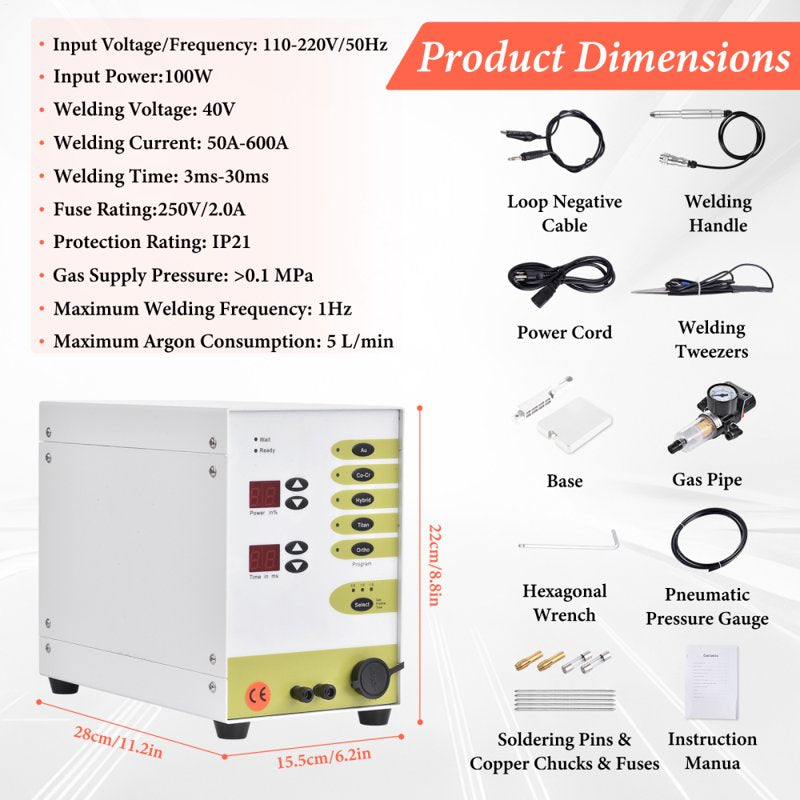 Portable Jewelry Welder Kit 110V 100A for Gold Silver Copper Repair