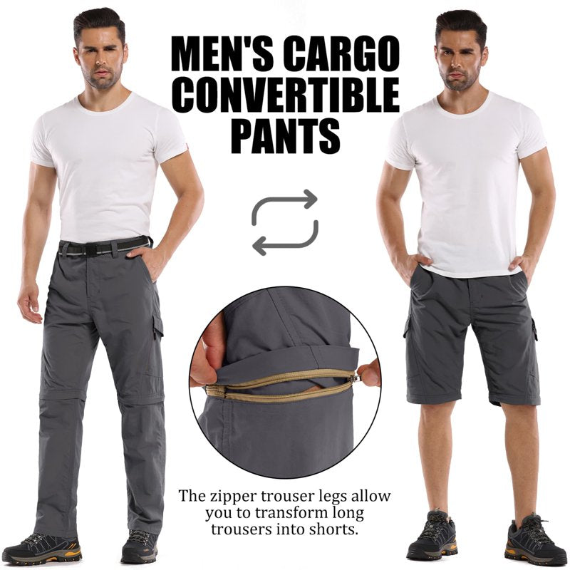 Men's Convertible Hiking Cargo Pants - Quick Dry, Water-Resistant, Multi-Pocket Safari Trousers