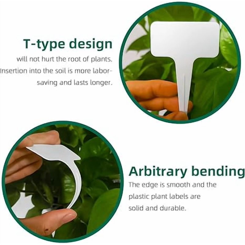 Waterproof Plastic Plant Labels Set - 100 T-Shaped Garden Markers for Outdoor Plants