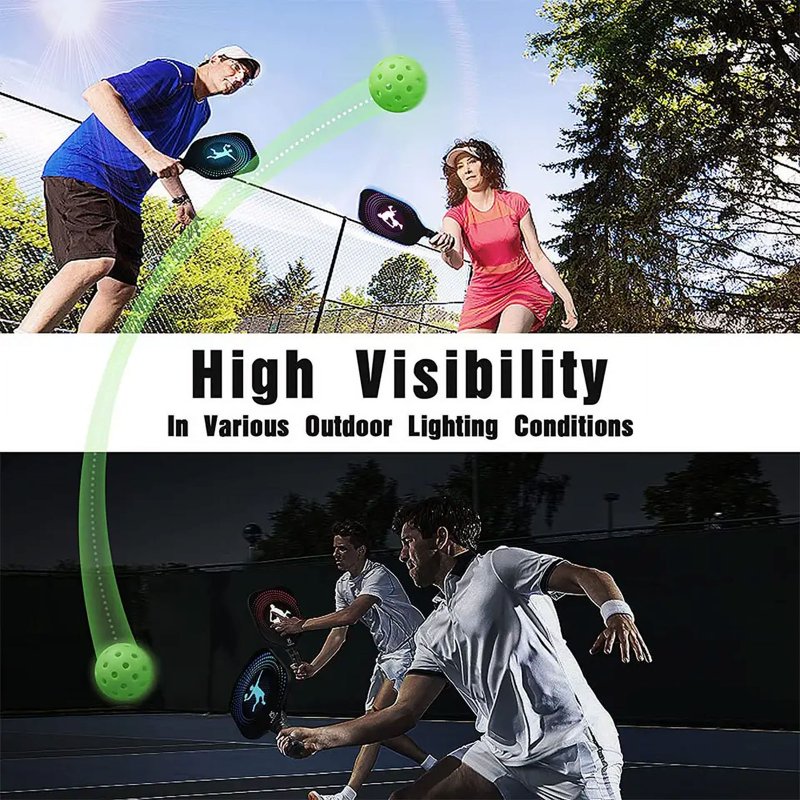 Innotech 4 Pack 40-Hole Pickleball Balls, Green - Official Size, Durable Outdoor Balls