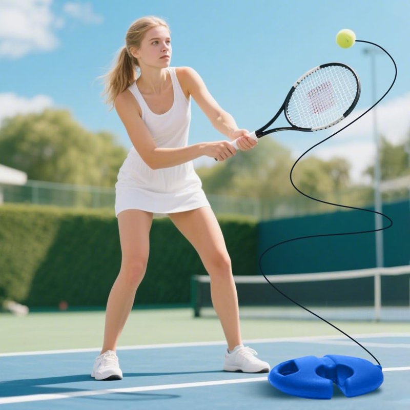 Portable Tennis Trainer with Rebound Balls & Adjustable Rope for Solo Practice